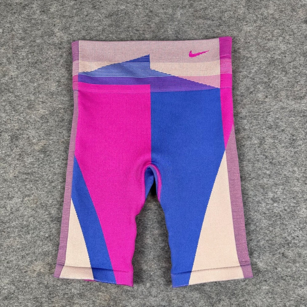 Nike Dri Fit Icon Clash‎ Training Bike Shorts 8" CJ5091 Pink Blue Womens Small S